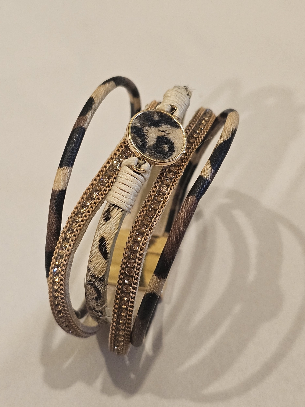 Gold and Leopard Wrap Bracelet - Women Jewelry